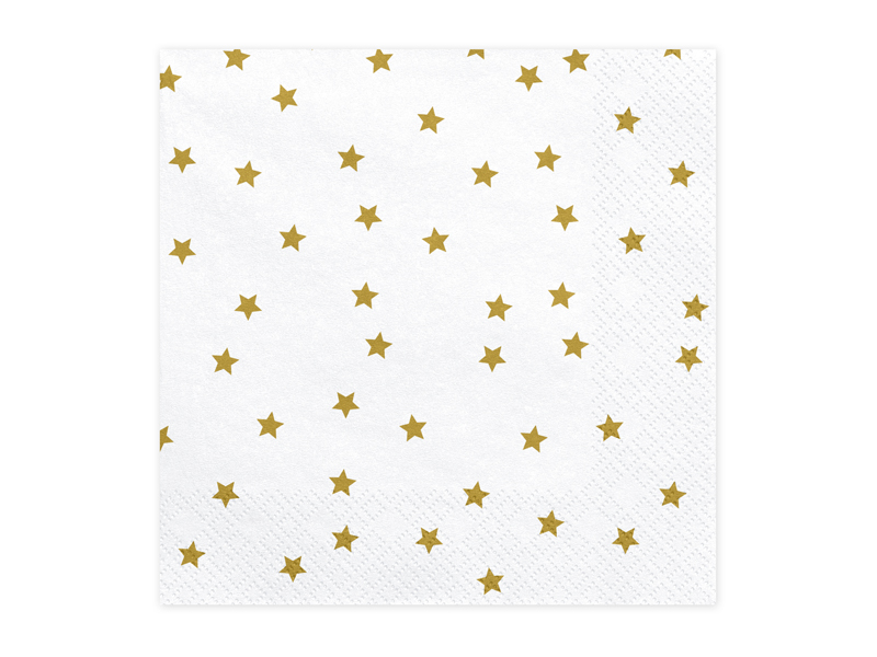 Χαρτοπετσέτες Χρυσά Αστεράκια 33×33εκ – 20 Τεμάχια