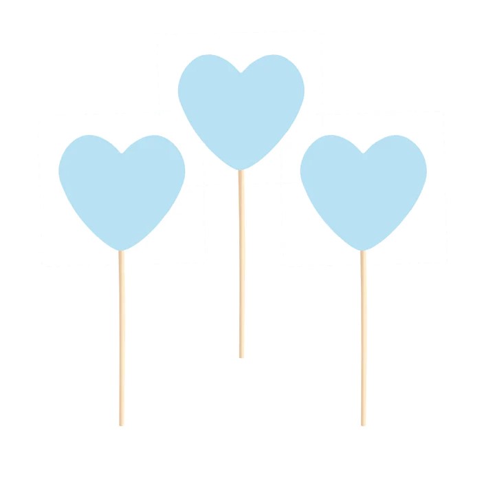 Χάρτινα Διακοσμητικά Στικ Καρδούλες Γαλάζιες – 6 Τεμάχια