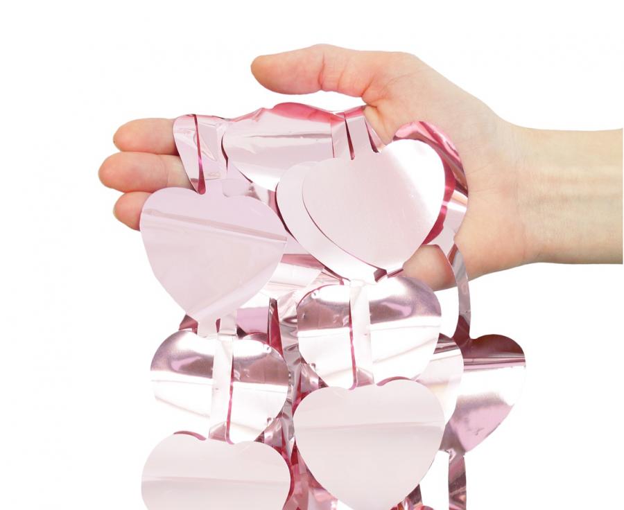 Διακοσμητική Foil Κουρτίνα Ροζ Μωβ Καρδιές 100×200εκ.