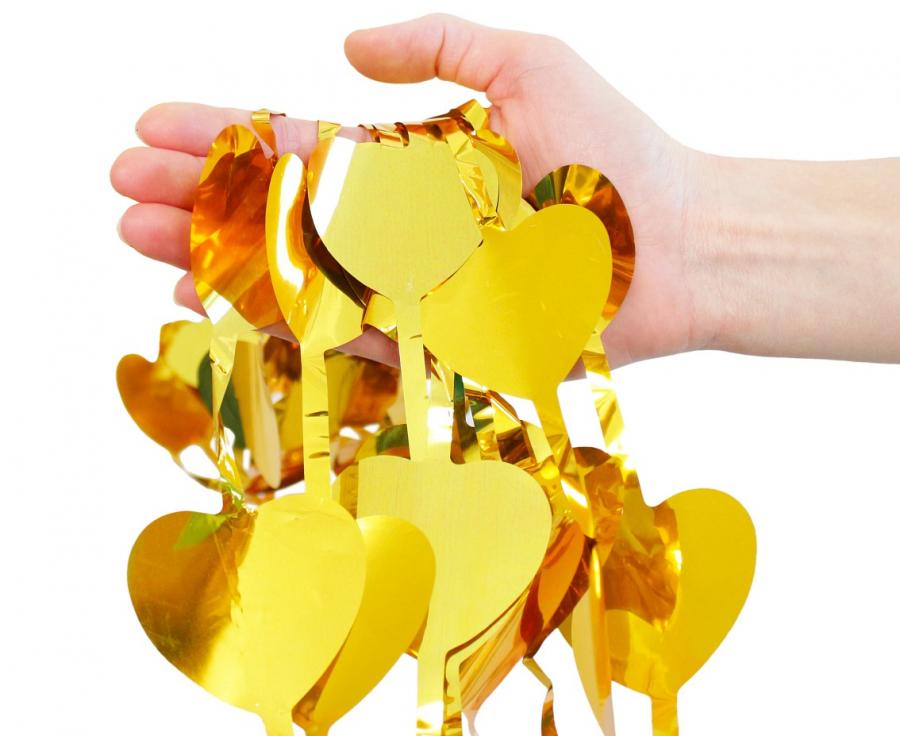 Διακοσμητική Foil Κουρτίνα Χρυσές Καρδιές 100×200εκ.