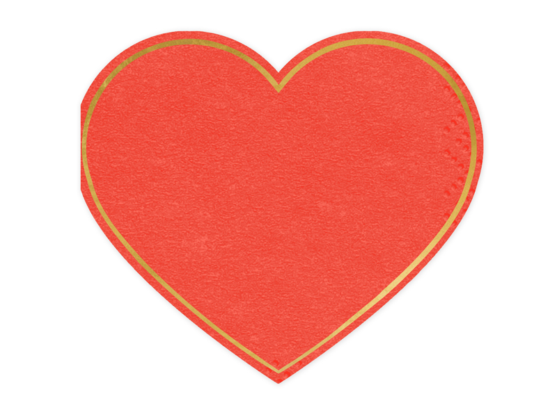 Χαρτοπετσέτες Καρδιά Κόκκινες με Χρυσό Περίγραμμα – 20 Τεμάχια
