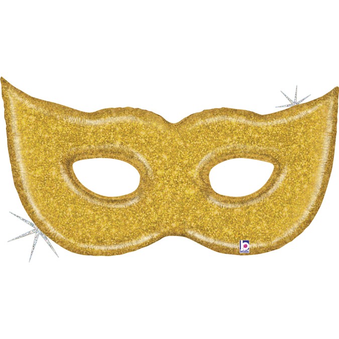 Μπαλόνι Foil Αποκριάτικη Μάσκα Χρυσό Glitter 130εκ