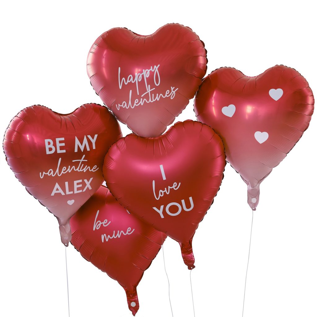 Σετ Μπαλόνια Ombre Καρδιές Προσωποποιημένα & Αυτοκόλλητα – 5 Τεμάχια