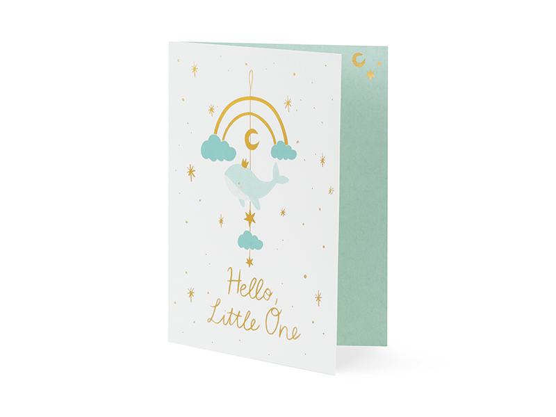 Ευχετήρια Κάρτα Hello Little One με Κρεμαστό Διακοσμητικό Φαλαινάκι