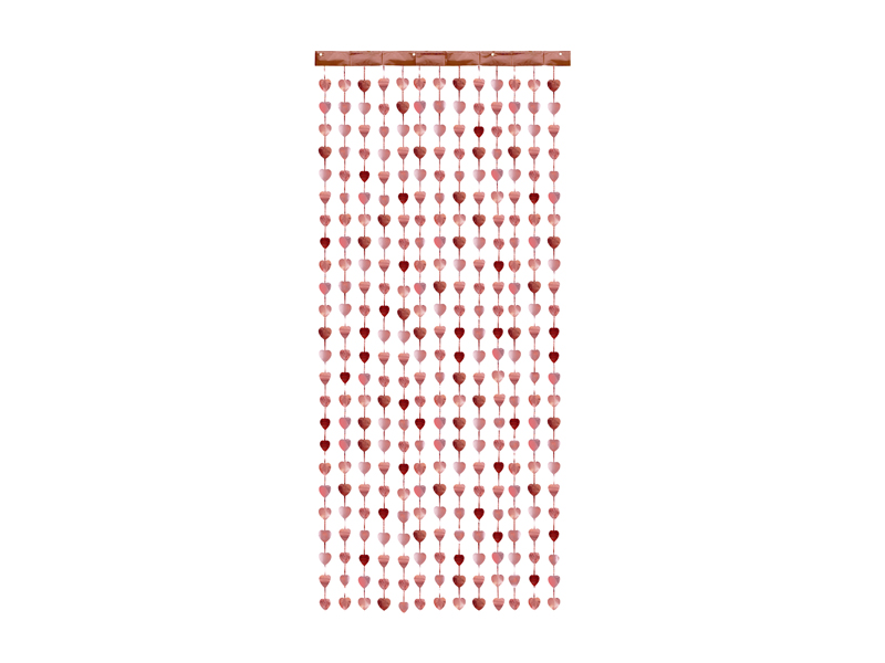 Διακοσμητική Foil Κουρτίνα Ροζ Χρυσές Καρδιές 100×245εκ.