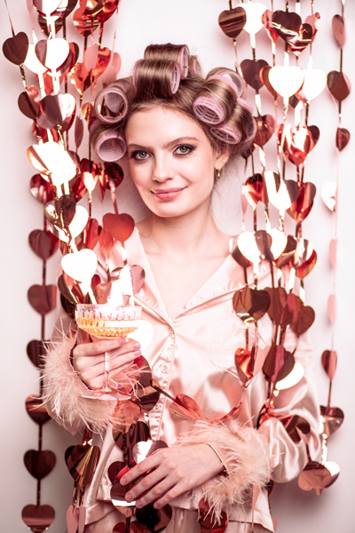 Διακοσμητική Foil Κουρτίνα Ροζ Χρυσές Καρδιές 100×245εκ.