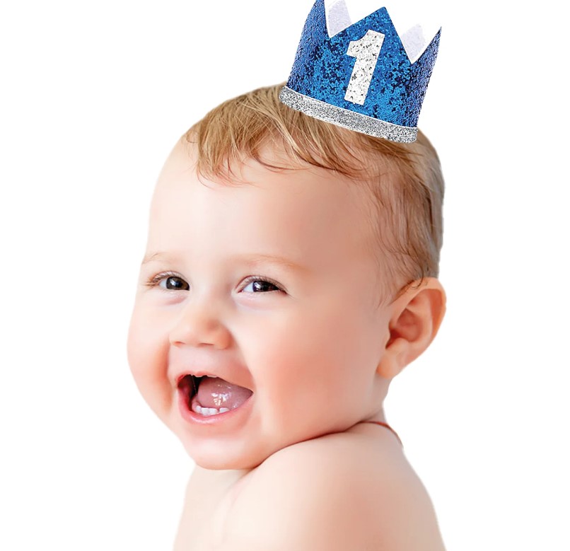 Τσόχινη Κορώνα Για Πρώτα Γενέθλια Baby Boy Μπλε με Ασημί
