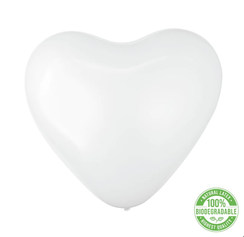 Βιοδιασπώμενα Μπαλόνια Latex Λευκές Καρδιές ~ 30εκ – 6 Τεμάχια