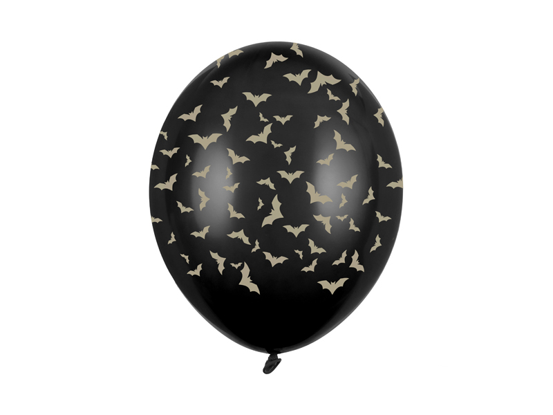 Σετ Μπαλόνια Latex Μαύρα με Χρυσές Νυχτερίδες – 6 Τεμάχια